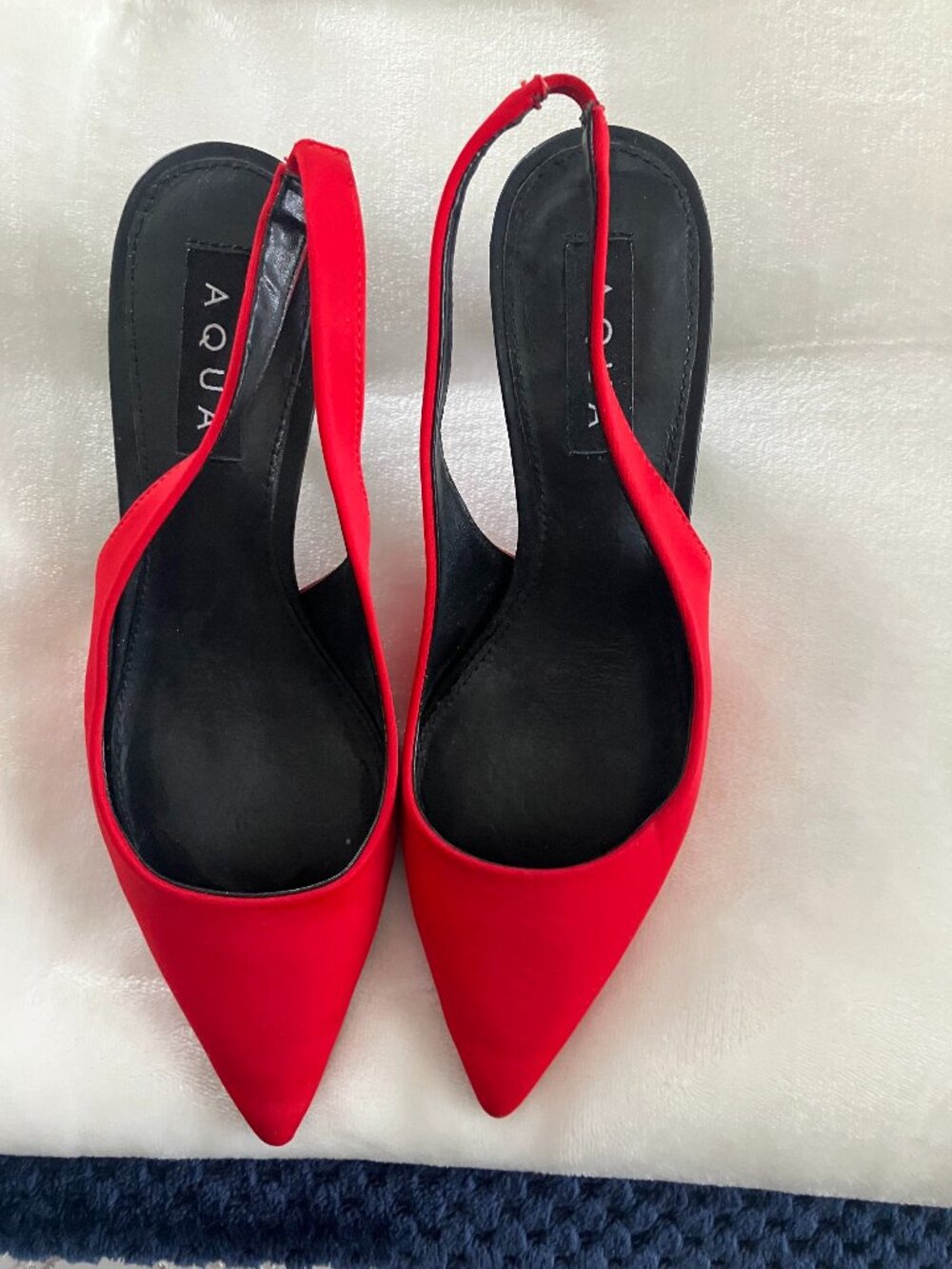 Aqua Red Slingback Heels, Size 7